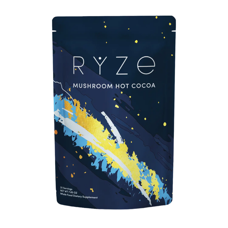 RYZE Mushroom Hot Cocoa — Organic Instant Cocoa with L-Theanine \u0026 Melatonin 20 Servings