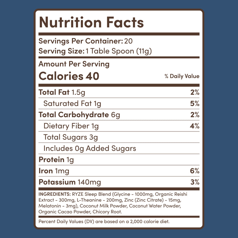 RYZE Mushroom Hot Cocoa — Organic Instant Cocoa with L-Theanine \u0026 Melatonin 20 Servings
