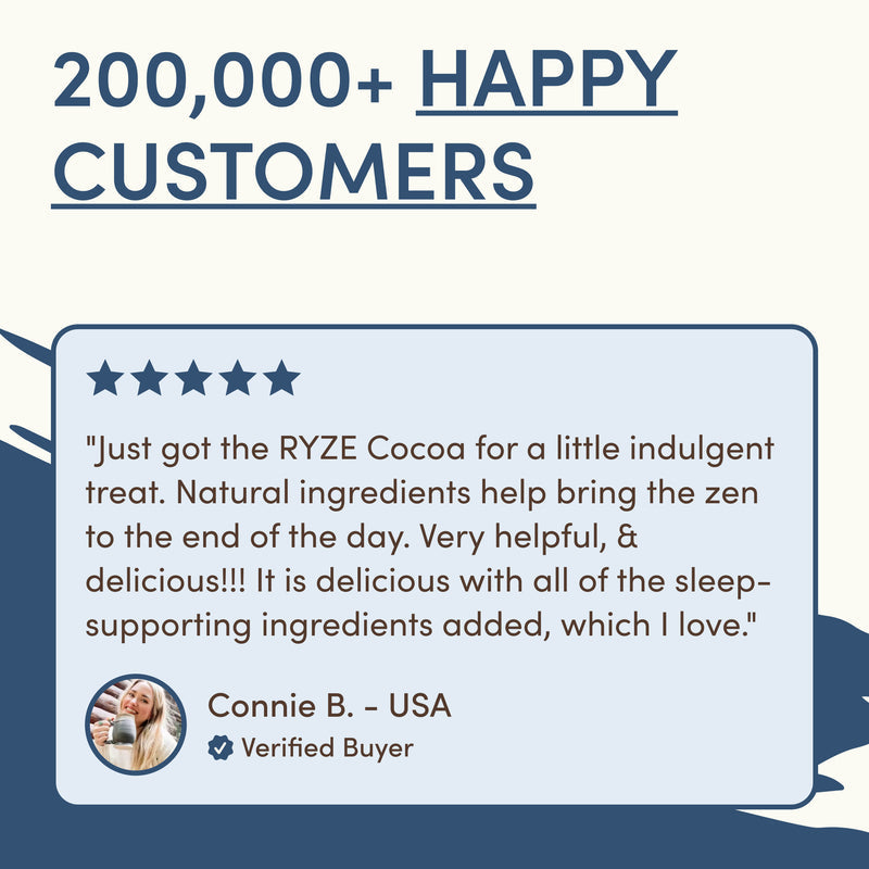 RYZE Mushroom Hot Cocoa — Organic Instant Cocoa with L-Theanine \u0026 Melatonin 20 Servings