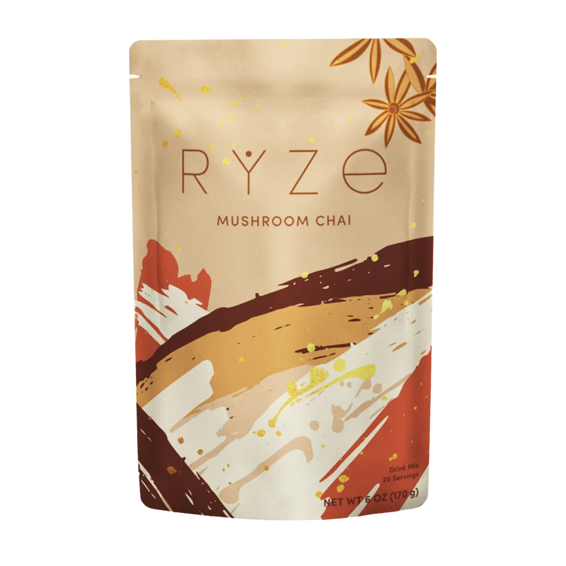 RYZE Mushroom Chai — Organic Instant Chai with Reishi \u0026 Organic Black Tea 20 Servings