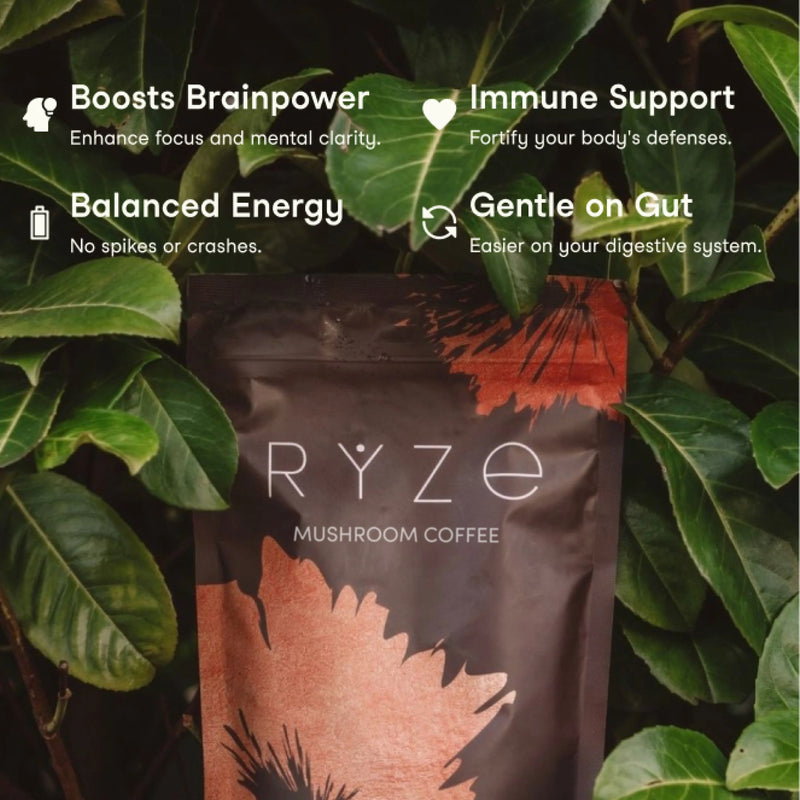 RYZE Mushroom Coffee — Organic Instant Coffee with Cordyceps \u0026 Reishi 30 Servings